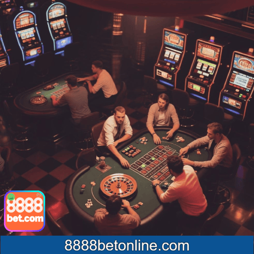 Imagem promocional do cassino online da 8888BET mostrando jogos ao vivo